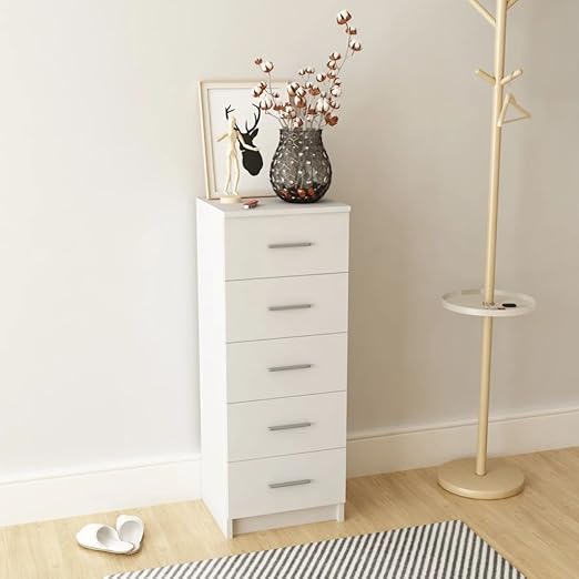 Festnight Wooden Bedroom Storage Tall Chest Of Drawers Chipboard