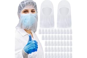 Yahenda 200 Pcs Disposable Hair Nets,Bouffant Hoods, Full Face Beard Hair Net for Food Service Workers, Lab, Cooking