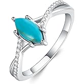 Genuine Turquoise Ring Marquise Shape 925 Sterling Silver Turquoise Ring Jewelry Gift for Women
