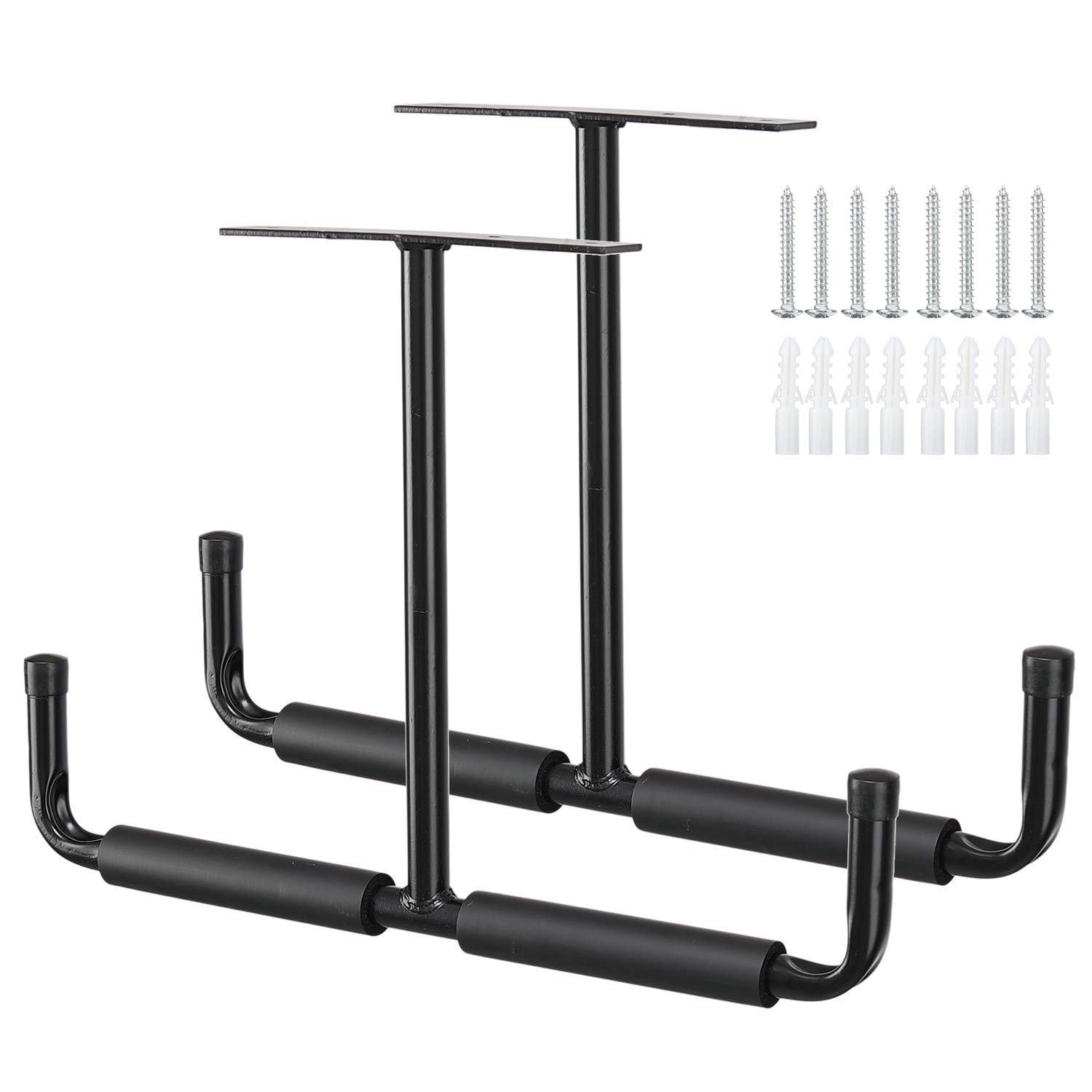 HOME COMPOSER 2 Pack Overhead Garage Storage Hook | Heavy Duty Utility Ceiling Hanger |Anti-Slip Black Ceiling Storage Garage Rack, Max Load 40kg