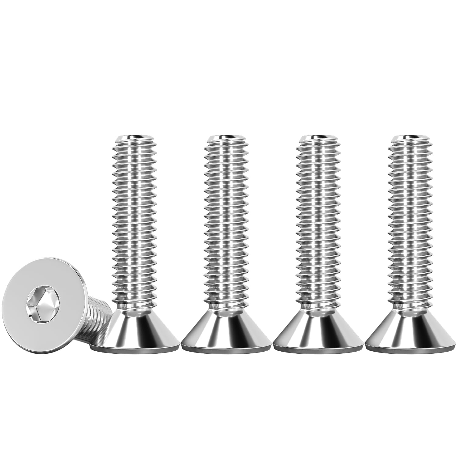 Drenky Socket Screws M4 X 20mm 304 Stainless Steel M4 Bolts Screws Countersunk DIN 7991 / ISO 10642 Machine Screws Flat Head Hex Socket Cap Screws (Pack of 50) — image 1