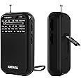 XHDATA D220 Portable Radio AM FM SW Shortwave Receiver Pocket Radios, 2 AA Battery Operated Transistor Radio with Excellent Reception for Gift, Family, Elder (Black)
