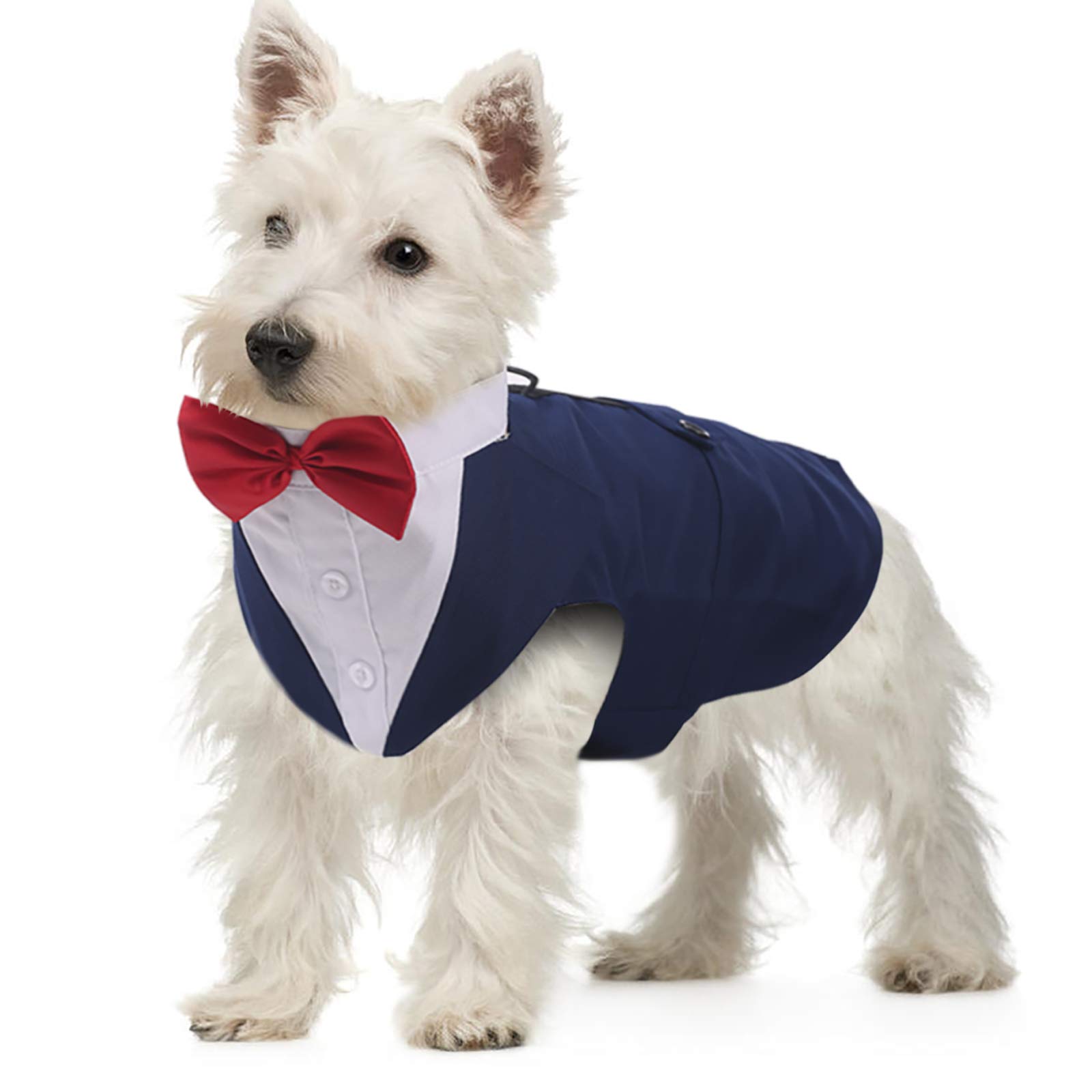 QBLEEV Dog Formal Tuxedo Suit for Medium Large Dogs, Dog Tuxedo Costume Wedding Party Outfit with Detachable Collar, Elegant Dog Apparel Bowtie Shirt and Bandana Set for Dress-Up Cosplay Holiday Wear — image 1