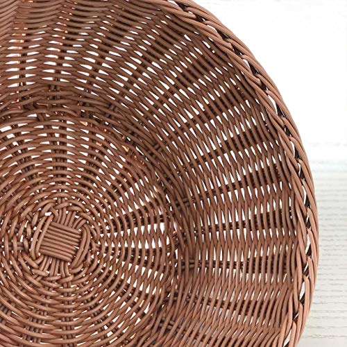 Woven Bread Basket 12 in Round Poly-Wicker Food Fruit Vegetable Basket Serving Basket for Store Kitchen (Round,1pc)