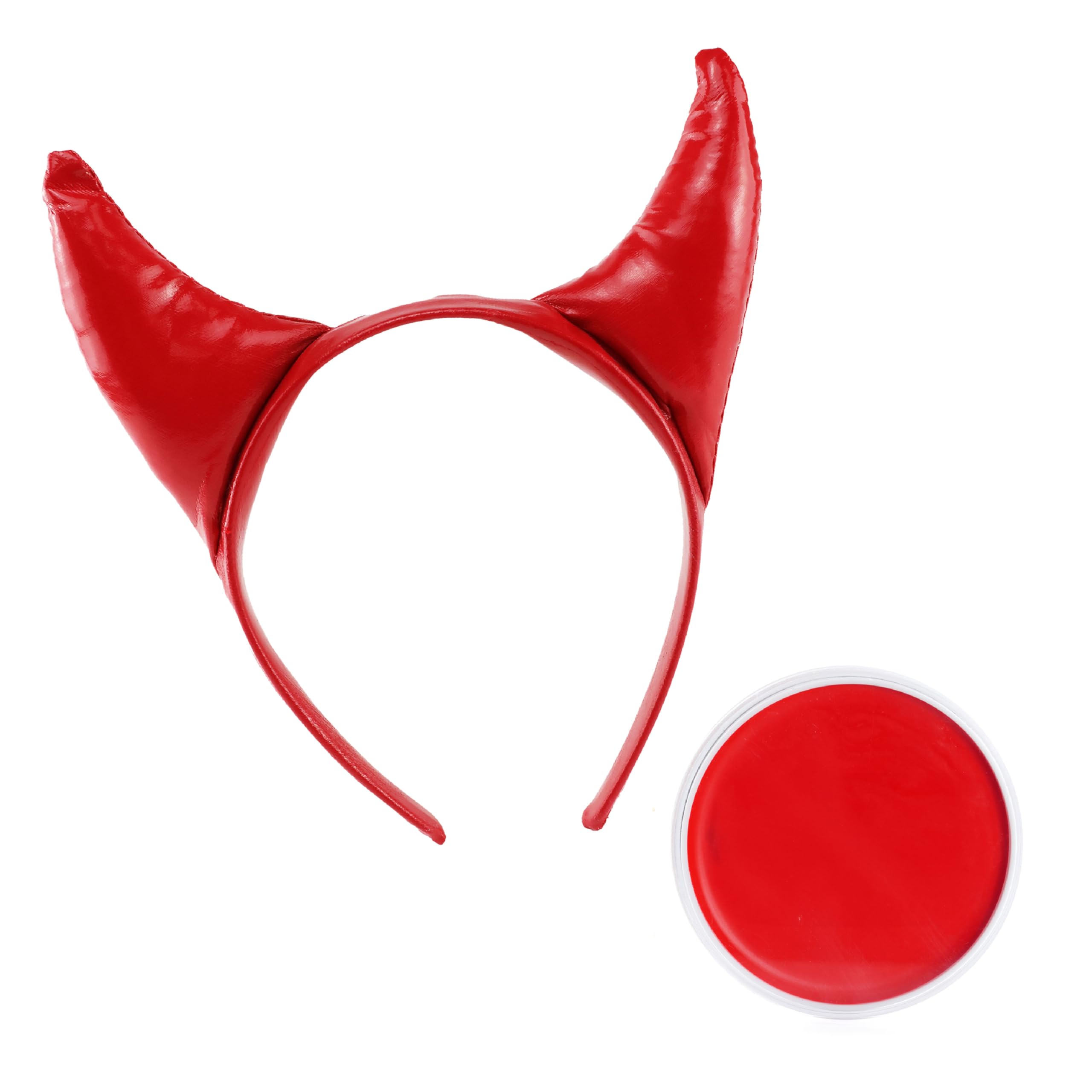 Devil Horns Fancy Dress Accessory Red Devil Horns on Headband Halloween Devil Costume with Red Facepaint (One Size)