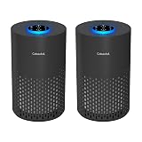2 Pack Air Purifiers for Bedroom Home, Cobectal Air Cleaner with H14 True HEPA 3-in-1 Filter for Room up to 1050 ft², Sleep Mode & Aroma Function, Portable Air Purifiers for Office, Dorm, RVs, Black