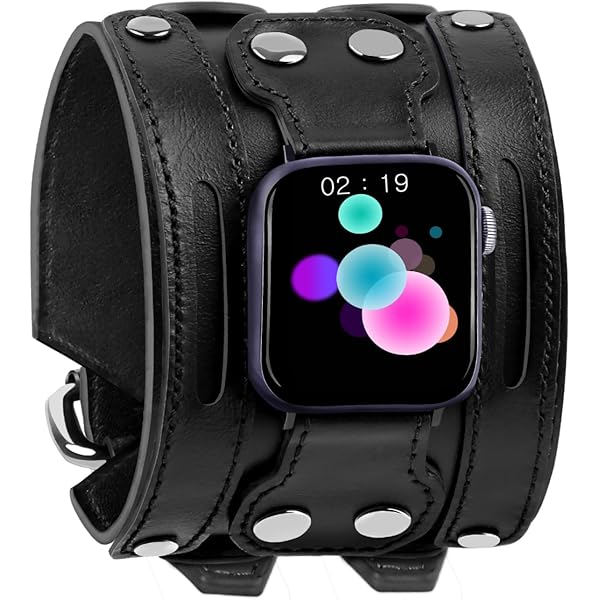 Amazon.com: VIKOROS Wide Leather Cuff Compatible with Apple Watch