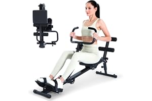 Sportneer Hydraulic Rowing Machine - 12-Level Resistance, Foldable & Portable, Black, LCD Monitor, 297lbs Max Load