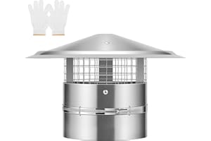 VIVOHOME 6" Cone Top Chimney Cap with Screen, Round Roof Rain Chimney Cover, Galvanized Steel Fireplace Exhaust Cap, Adjustable Roof Cap for Vent
