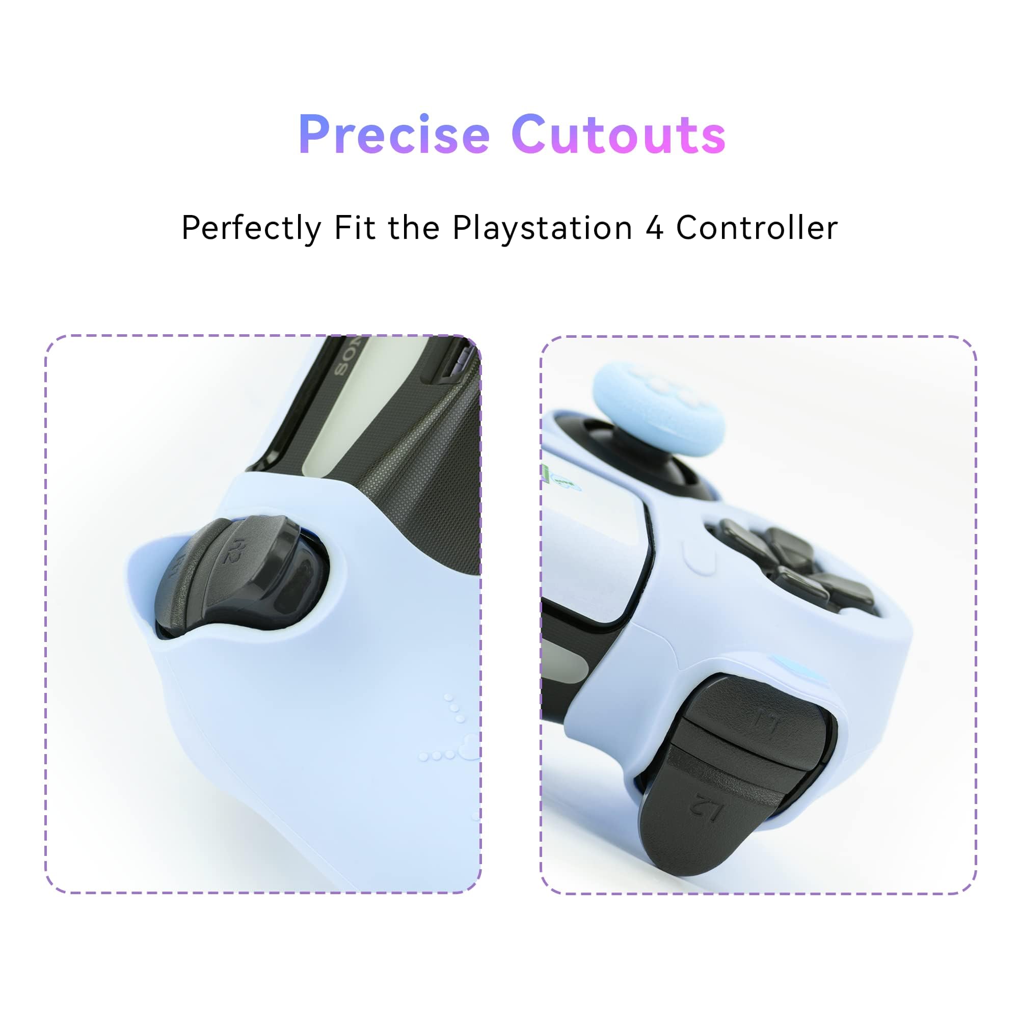 GeekShare Cat Paw Silicone Skin - Compatible with PlayStation4 Wireless Controller, Anti-Slip Protective Cover Case for Gaming Controllers (Blue)