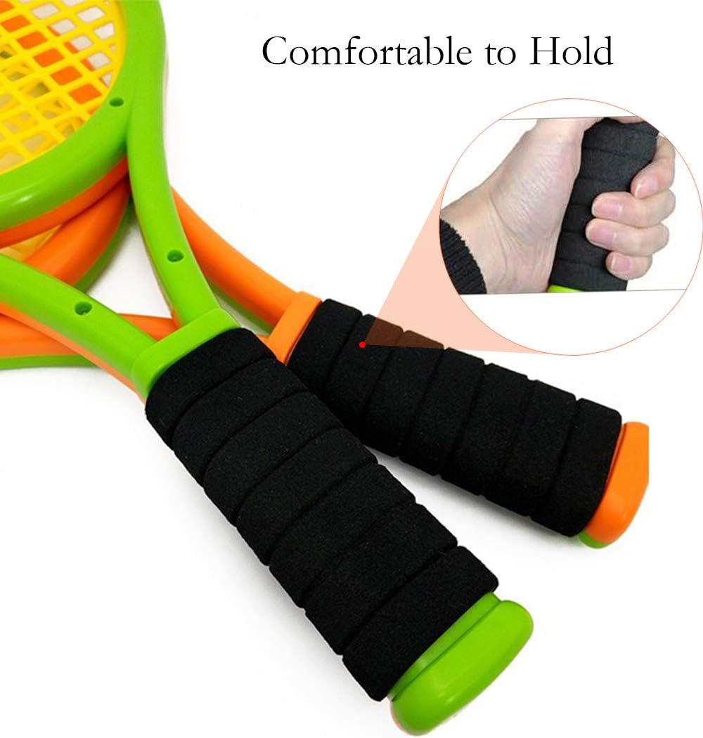 Kids Tennis Racket Set with Ball, Plastic Tennis Racquet Toys for Toddler or Child (Age 3-5) Outdoor Sports, Packaging with Shoulder Strap : Sports & Outdoors