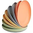 Nook Theory Reusable Wheat Straw Plates 8 Pcs - Non Toxic Kids and Toddler Plate, Microwavable, Dishwasher Safe and Unbreakab