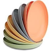 Nook Theory 8-Pack Reusable Wheat Straw Plates Set - Non Toxic and Non Plastic Dinner Plates for Kids and Adults, Lightweight Unbreakable Plate, Microwave Safe and Dishwasher Safe (Meadow 9")