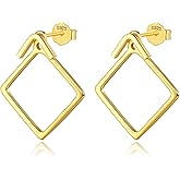 Fiklon Ear Jacket Earrings 925 Sterling Silver Studs Front Back Earrings for Women Minimalist Geometric V Stud Earrings With Back Design