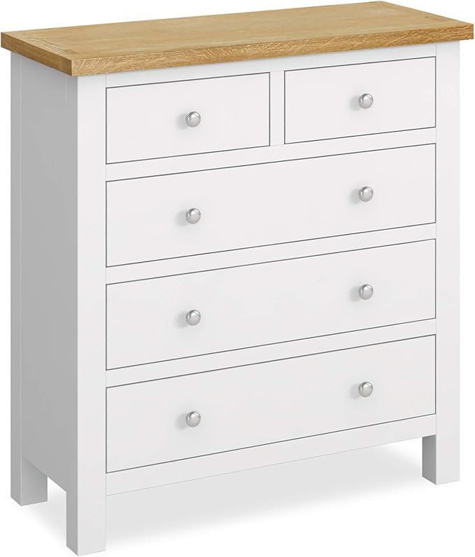 RoselandFurniture Farrow White 2 Over 3 Chest Of Drawers Contemporary