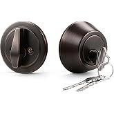 Brotima 1 Pack Single Cylinder Deadbolts Oil Rubbed Bronze, Front Door Deadbolt with Keys, Interior &amp; Exterior Door Hardware (for Entrance Lock and Front Gate)