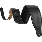 Levy's Leathers 3" Wide Amped Leather Series Guitar Strap with Foam Padding and Garment Leather Backing; Black (M26PD-BLK)