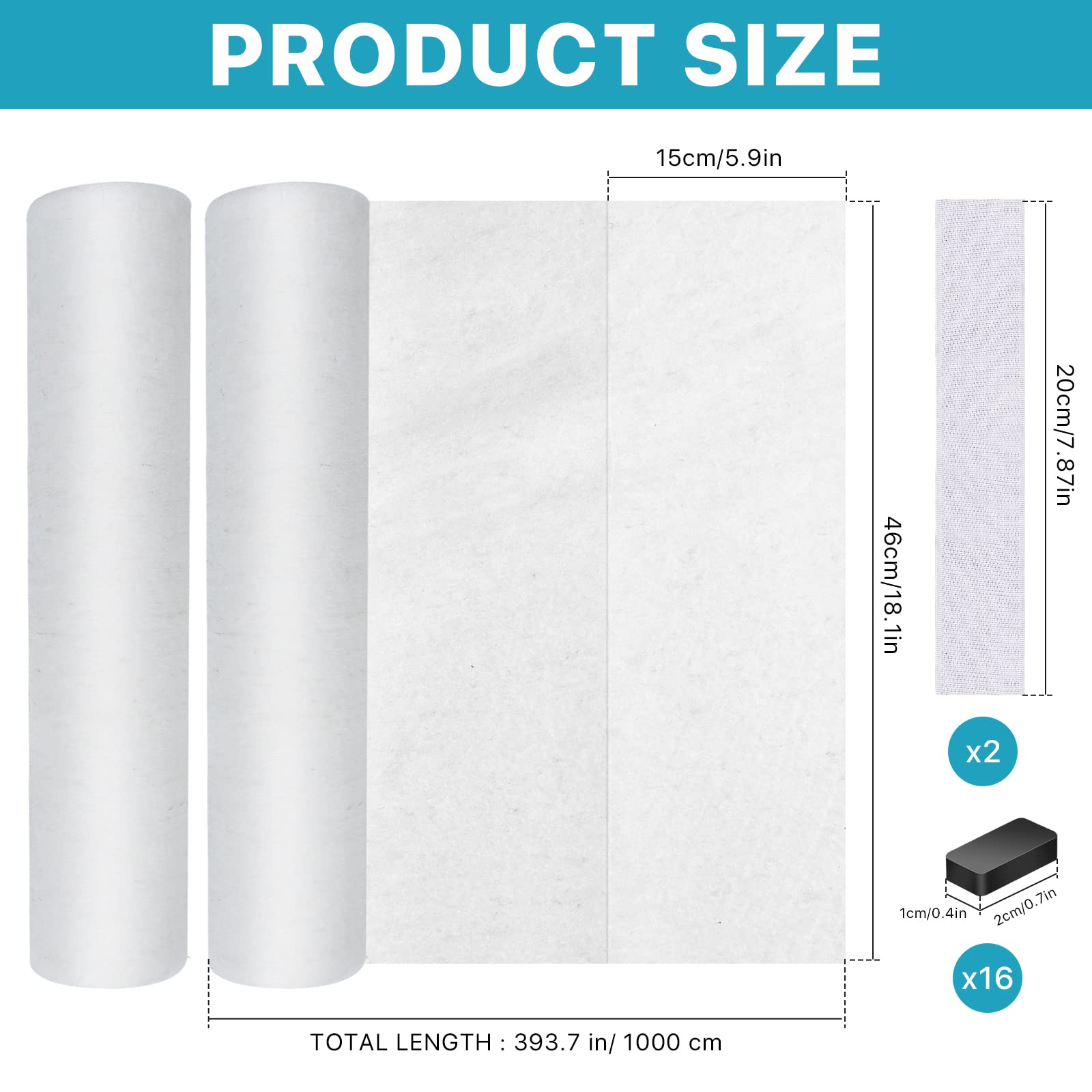 2 Rolls Range Hood Filters, Nonwoven Fabric Range Hood replacement filter with Magnetic block and Oil Proof Sticker, Anti Oil Filter Membrane for Kitchen（10m, White)