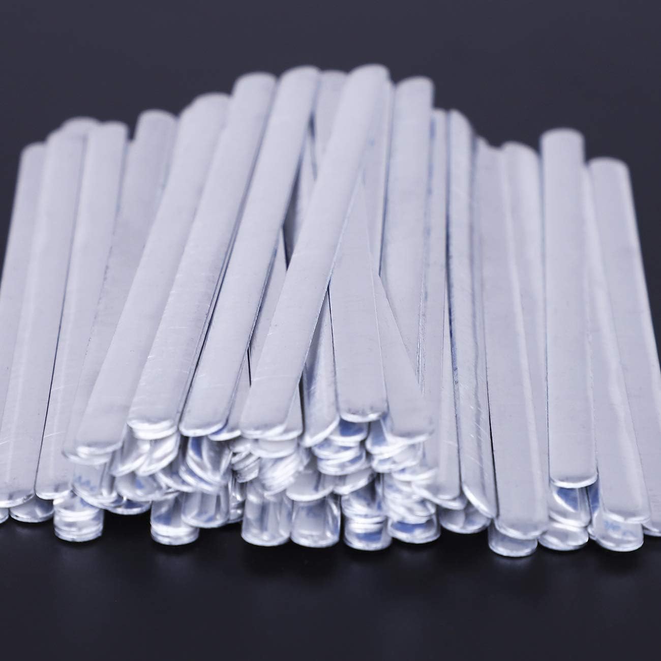 100pcs Flat Aluminum Metal Bar Strip Trimming for Bridge Band Clip of Nose DIY Crafts Making Accessories, 3.54"