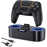 NEWDERY PS5 Controller Charger Station, Fast Charging Dock for PlayStation 5 Controllers, Single Controller Charging Stand Replacement for PS5 Controller & DualSense Edge Controller, Black