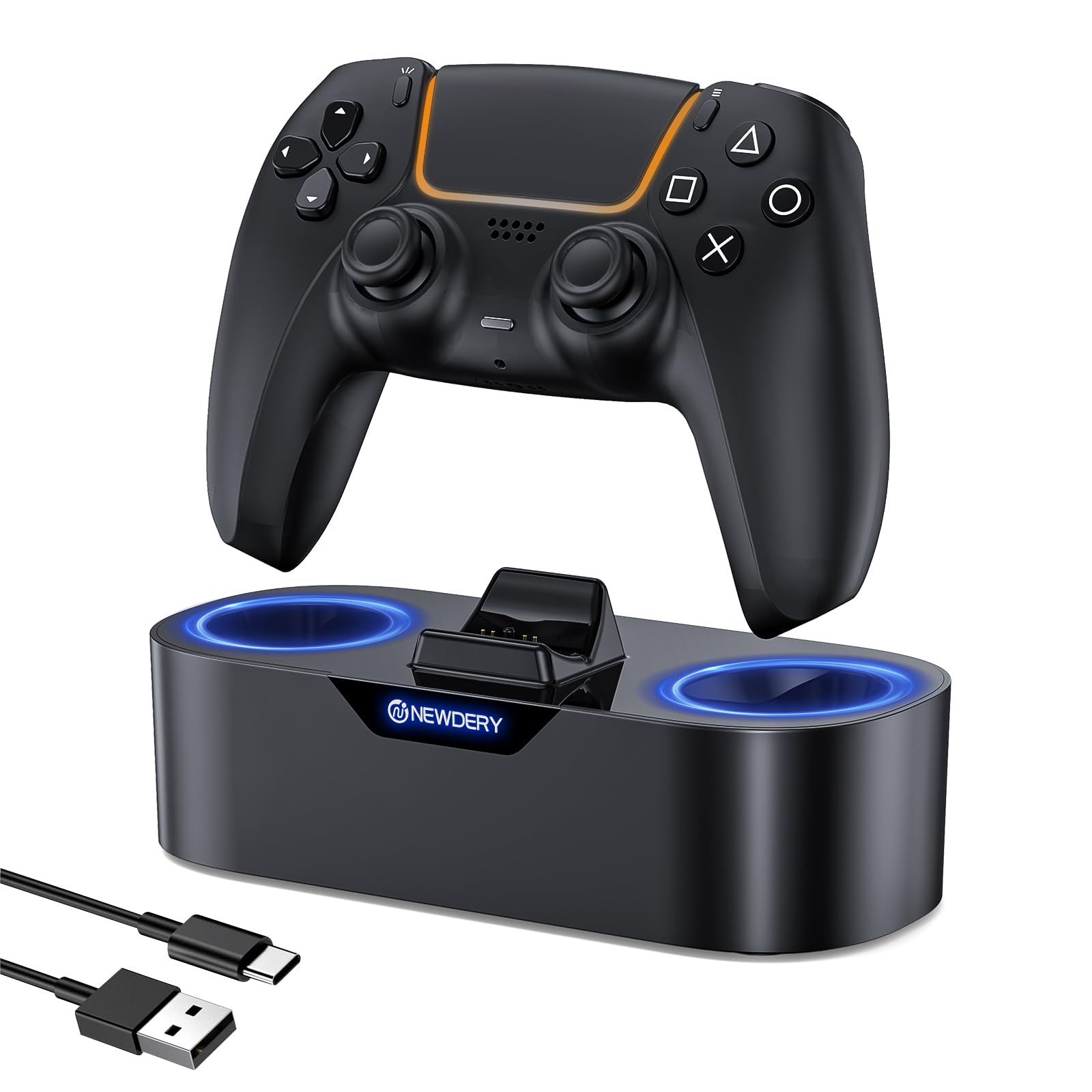Photo 1 of NEWDERY PS5 Controller Charger Station, Fast Charging Dock for PlayStation 5 Controllers, Single Controller Charging Stand Replacement for PS5 Controller & DualSense Edge Controller, Black