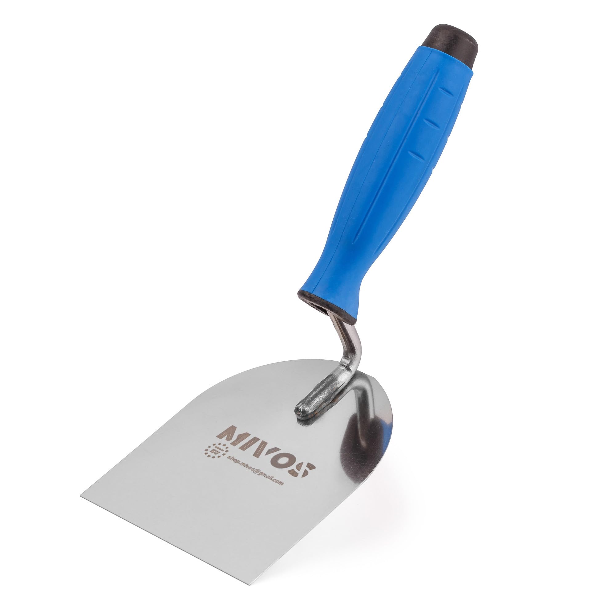 Mivos Stainless Steel Masonry Trowel, 100 x 120 mm, Soft Rubber Handle, Rust-Proof, Made in EU