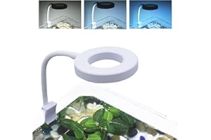 PUEUTU Small Aquarium Light Clip on Fish Tank Light LED USB Full Spectrum Light with Dimmer Multi-Color White+Blue+Red for 1-5 Gal Betta Tank (Adapter NoT Included, No Timer)