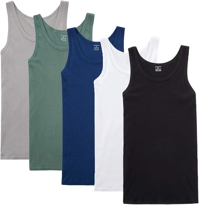 Farchat Unterhemd Herren Tank Top 5er Pack gek/&auml;mmte Feinripp-Baumwolle Verschiedenen Gr/&ouml;/&szlig;en