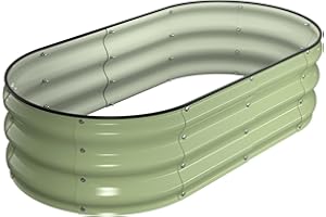 Winpull Raised Garden Bed Kit, 4x2x1 ft Galvanized Planter Box Outdoor with Safety Edging, Large Metal Raised Beds for Gardening Vegetables Flower Herb (Avocado Green)