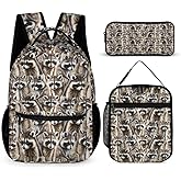 CaomeiWu Raccoon School Backpack for Kids Girls Boys, 16 Inch Raccoons Bookbag, School Backpack for Students Children