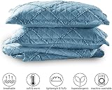B&B King Bedspread Set 240x250cm Reversible Embossed Blue Quilted view 5