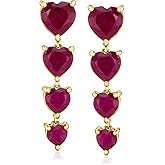 Ross-Simons 8.75 ct. t.w. Ruby Heart Linear Drop Earrings in 18kt Gold Over Sterling