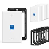 VCE UL Listed Ethernet Wall Plate CAT6 with Mounting Bracket, Blue 6-Pack | UL Listed for Safety, Bracket with Alignment Holes for Easy Installation, 1000Mbps Keystone Coupler, PoE Support