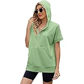 Zoipazy Women Summer Hoodies Shirt Short Sleeve Half Zip Loose Fit Oversized Plus Size Tunic Top Spring Fall