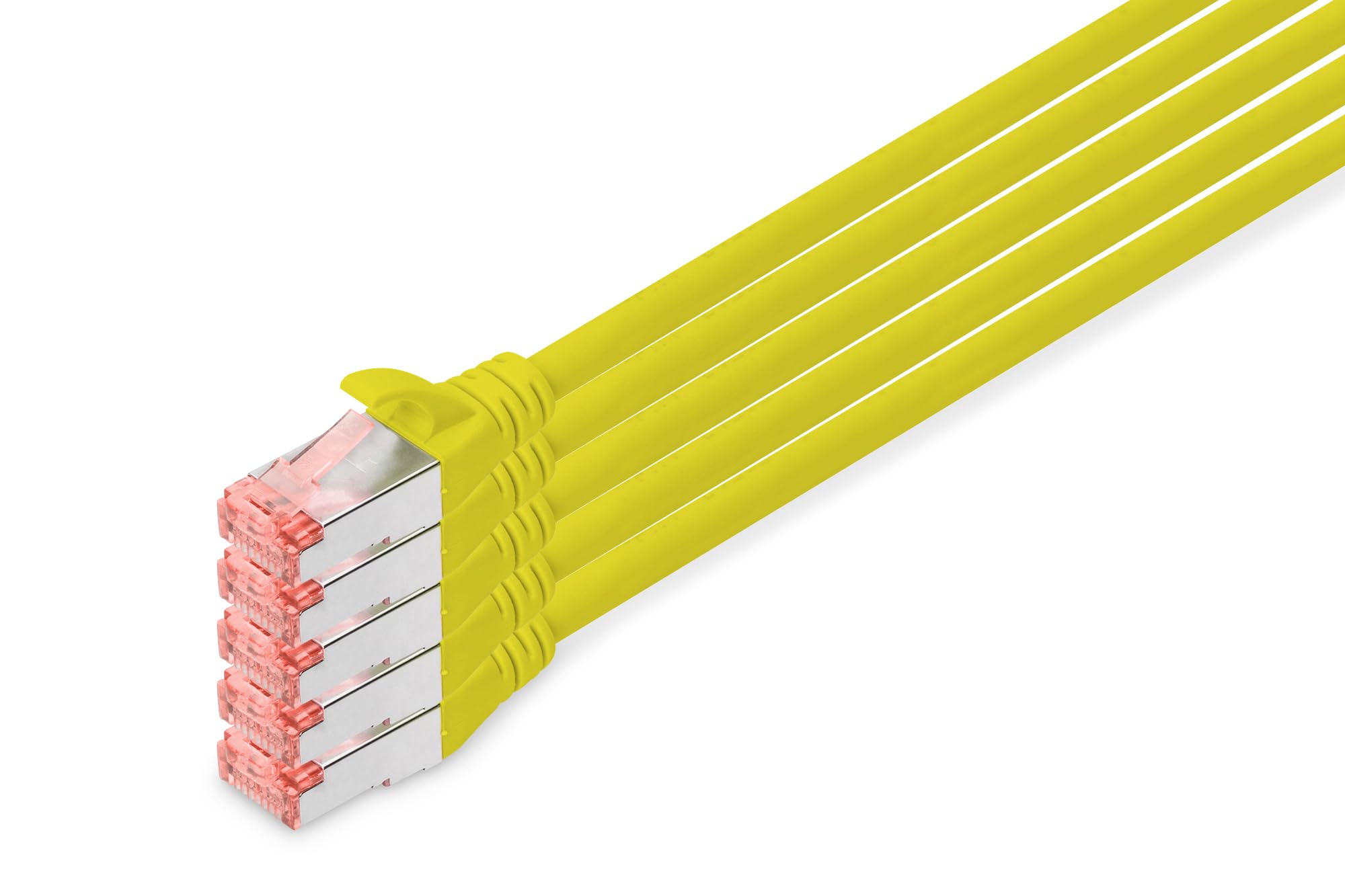 Digitus LAN Cable Cat 6-10m - 5 Pieces - RJ45 Network Cable - S/FTP Shielded - 1 Gbps - Compatible with Cat6A and Cat7 - Yellow