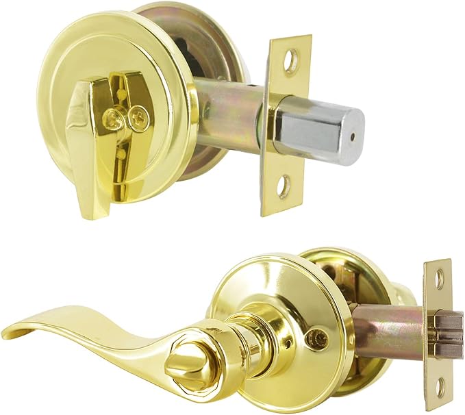 thumbnail image 2 of Honeywell Wave Entry Door Lever – Polished Brass, Keyed Entry With Anti-Bump Security 2 of 14