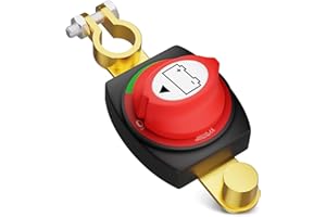 Aikyciu Top Post Battery Disconnect Switch, 12-48V Heavy-Duty Battery Kill Switch for Cars, RVs, Boats and Vehicles (Negative, On/Off)