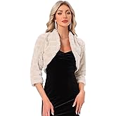 Allegra K Women's Bolero Jacket for Evening Dresses Wedding Open Front Cropped Fluffy Faux Fur Shrug