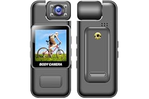 Rofawee 4K Body Camera with Audio and Video Recording Wearable Body Cam Mini Video Camera Camcorder 180° Rotatable Lens Night