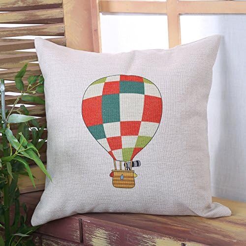 Ling @ Balloon Cotton Linen Throw Pillow Case Creative Individuality Decorative Pillows Cushions for Comfortable Sofa Bed Car Balloon-Grid 4545CM