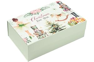 WRAPAHOLIC 1 Pcs Christmas Gift Box with Lid - 13.3 x 9 x 4 Inches Watercolor Mint Nutcracker Design, Collapsible Gift Box with Magnetic Closure and 2 Pcs Tissue Paper