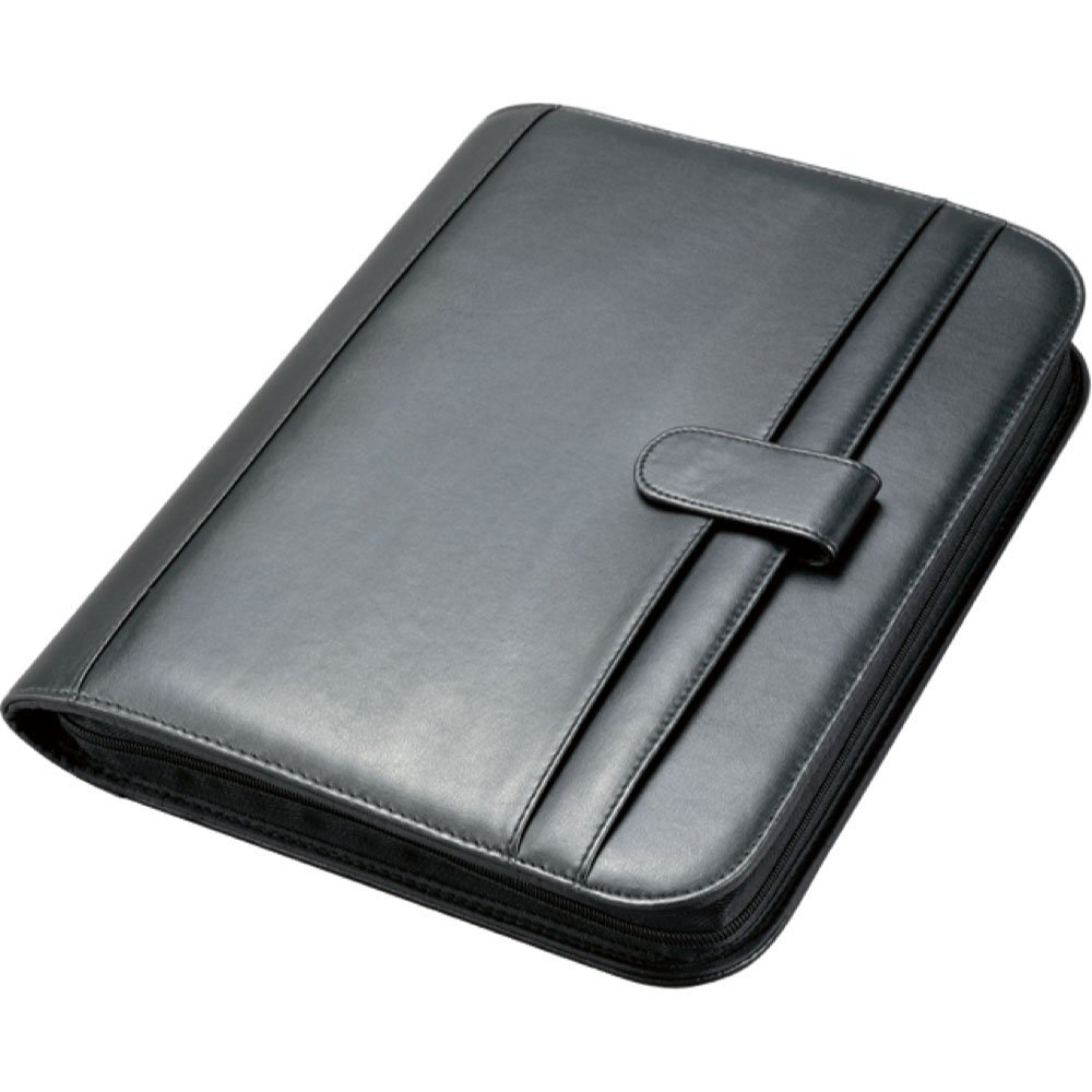 30040 Faux Leather Clipboard with Juscha Rings - 28.5 x 4.5 x 35.8 cm - Black