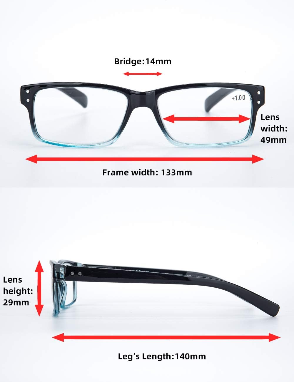 LANLANG 3-Pack Reading Glasses 1.0 for Men Spring Hinge 3 Colors Clear Lens, +1.5 diopters L-L007 - Image 3