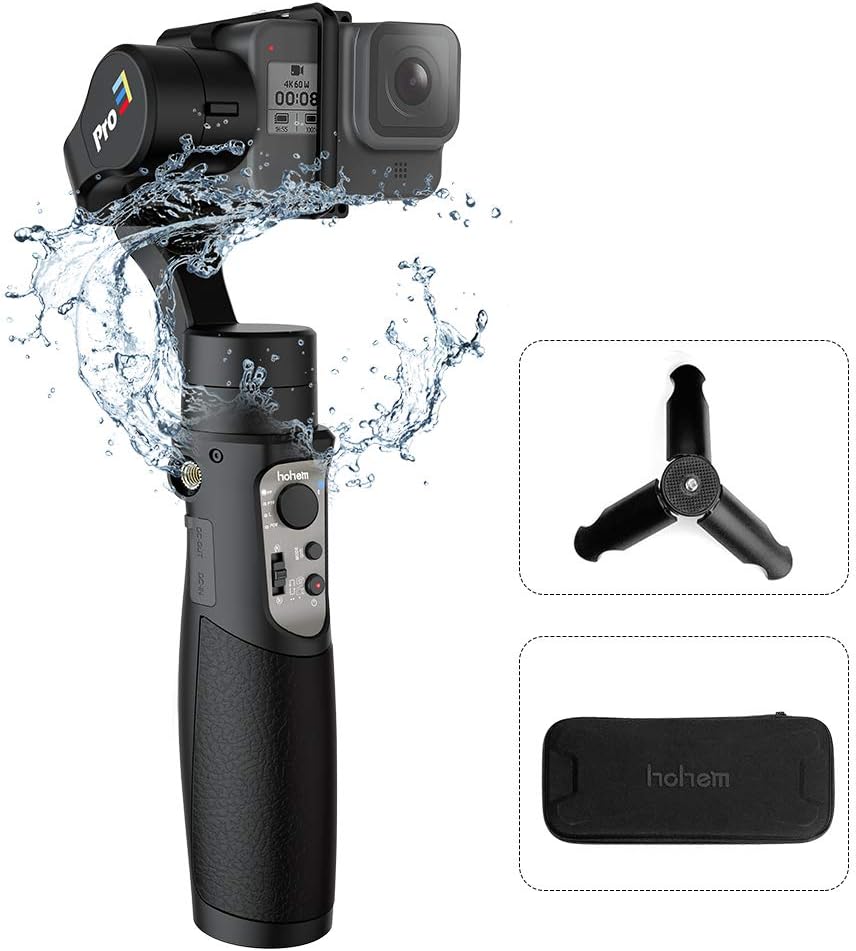 Hohem iSteady Pro 2 Upgraded 3-Axis Handheld Action Camera Gimbal Stabilizer Splash Proof APP Remote Control Built-in 3600mAh Battery for GoPro Hero 7/6/5/4/3 for Sony RX0 SJCAM YI Sports Cameras