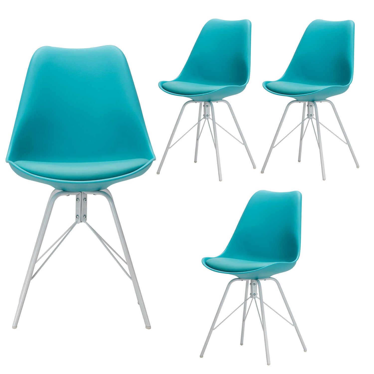 Yurucy Office Dining Chairs Kitchen Candy Color Furniture Chair Set Of 4 Side White Metal Assembled Legs Chair Can Be Place In Office Living Room