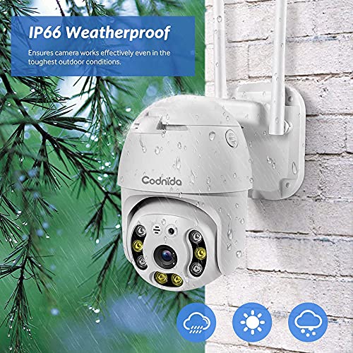 Security Camera Outdoor, Codnida Pan Tilt Wireless WiFi Security Camera