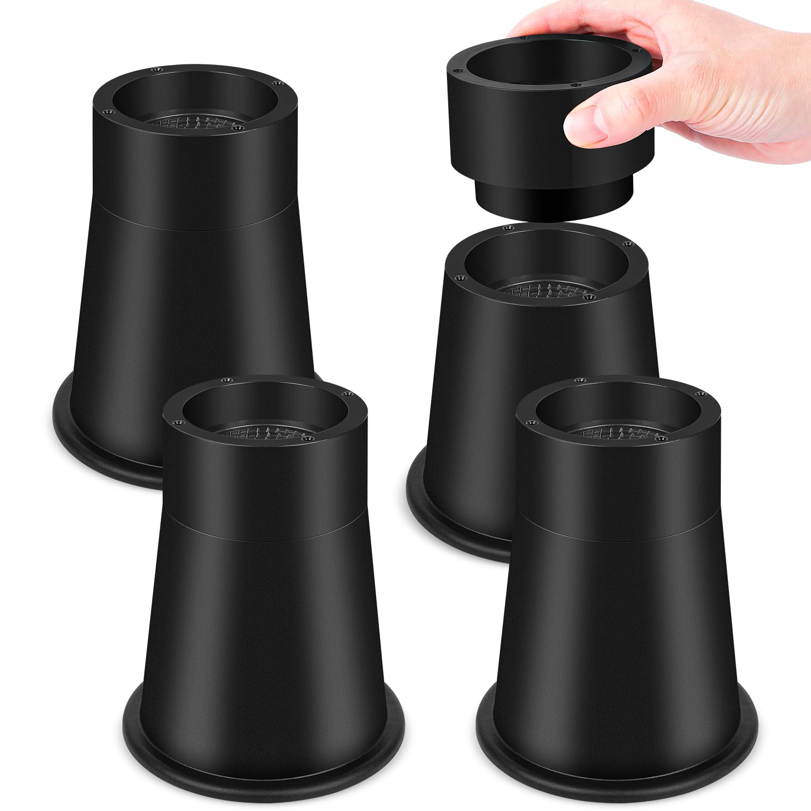 Photo 1 of MCXYEM Bed Risers Adjustable Bed & Furniture Risers - Heavy 4inch or 6 inch Non-Slip Lift Supports for Beds/Couches/Sofas, Durable Round Design with Creates Storage Space (4 Pack, 5.8 Inch)