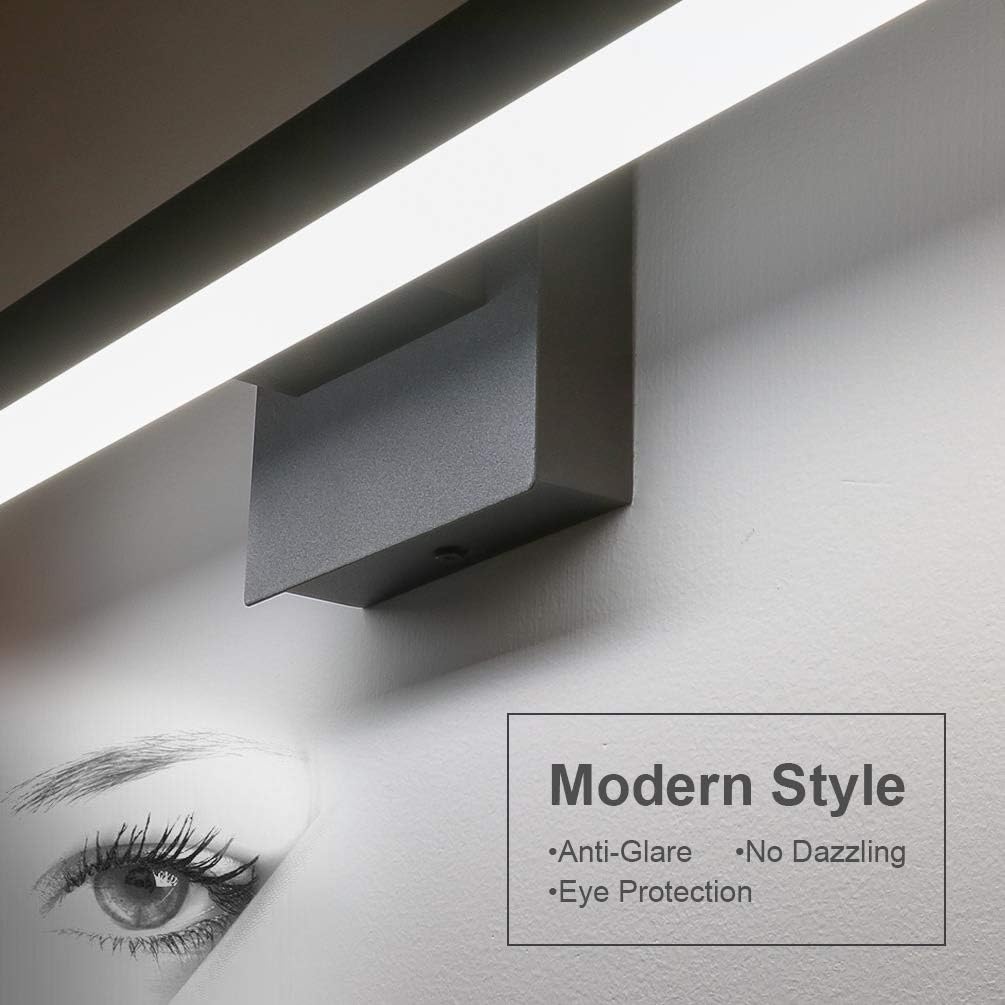 Aipsun 27.6 inch Modern Black Vanity Light LED Black Bathroom Vanity Light Fixtures Black Wall Light for Bathroom (White Light) - - 