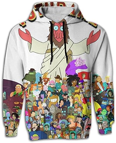 PUPOI Futurama-wallpaper 3d Printed Hoodie Sweatshirts Mens Fleece Sweater Size S