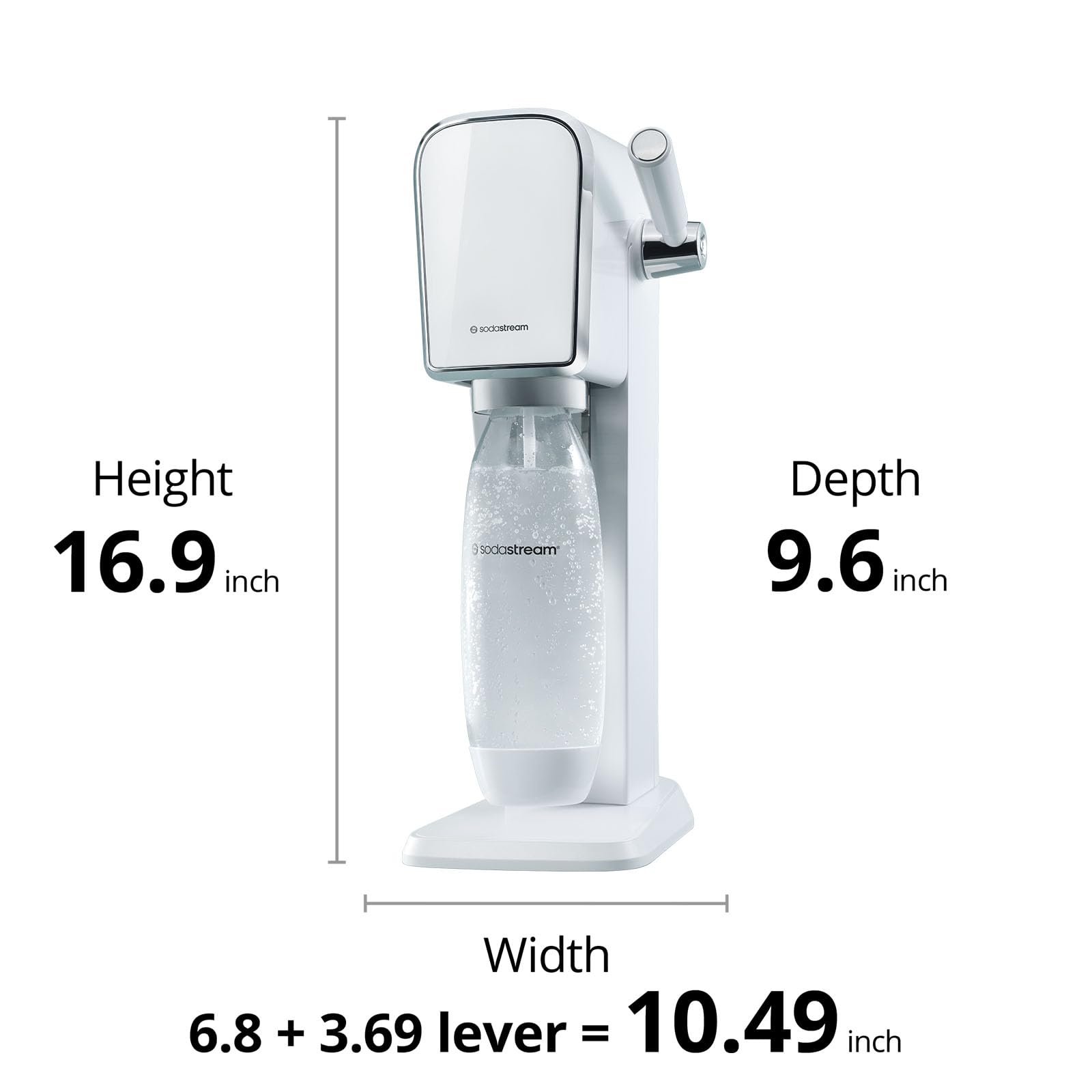 sodastream ART Sparkling Water Maker | STARTER KIT | CQC CO2 system | Includes 1x CO2 Cylinder, 1x32 & 1x16 Fl Oz Dishwasher Safe Bottles, 1x Bubly Flavor Drop | Combine with Pepsi Flavors | White